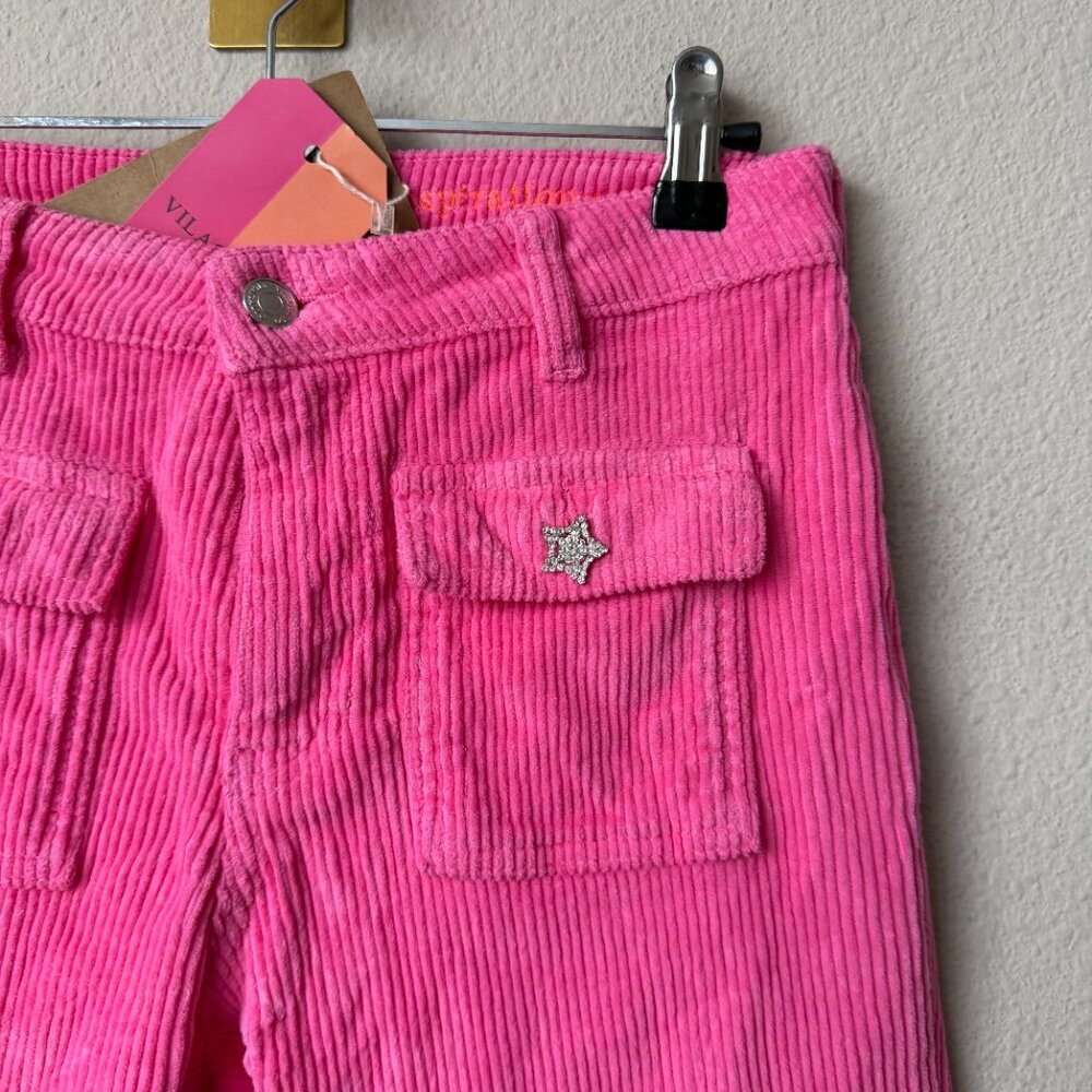 NWT Vilagallo Pink Corduroy Flare Pants Size 40 - Picture 4 of 5